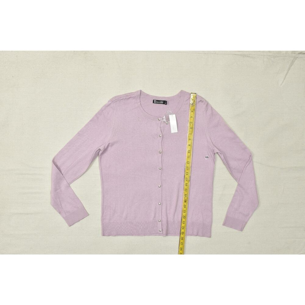 New York & Company 7th Avenue Design Studio Women XXL Purple Button Front Cardig - Picture 3 of 8